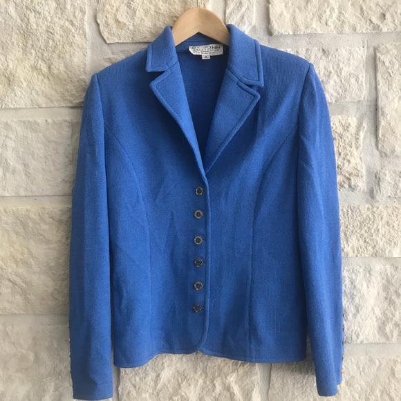 St. John Jackets & Blazers - St. John Blue Santana Knit Blazer 6 FLAW